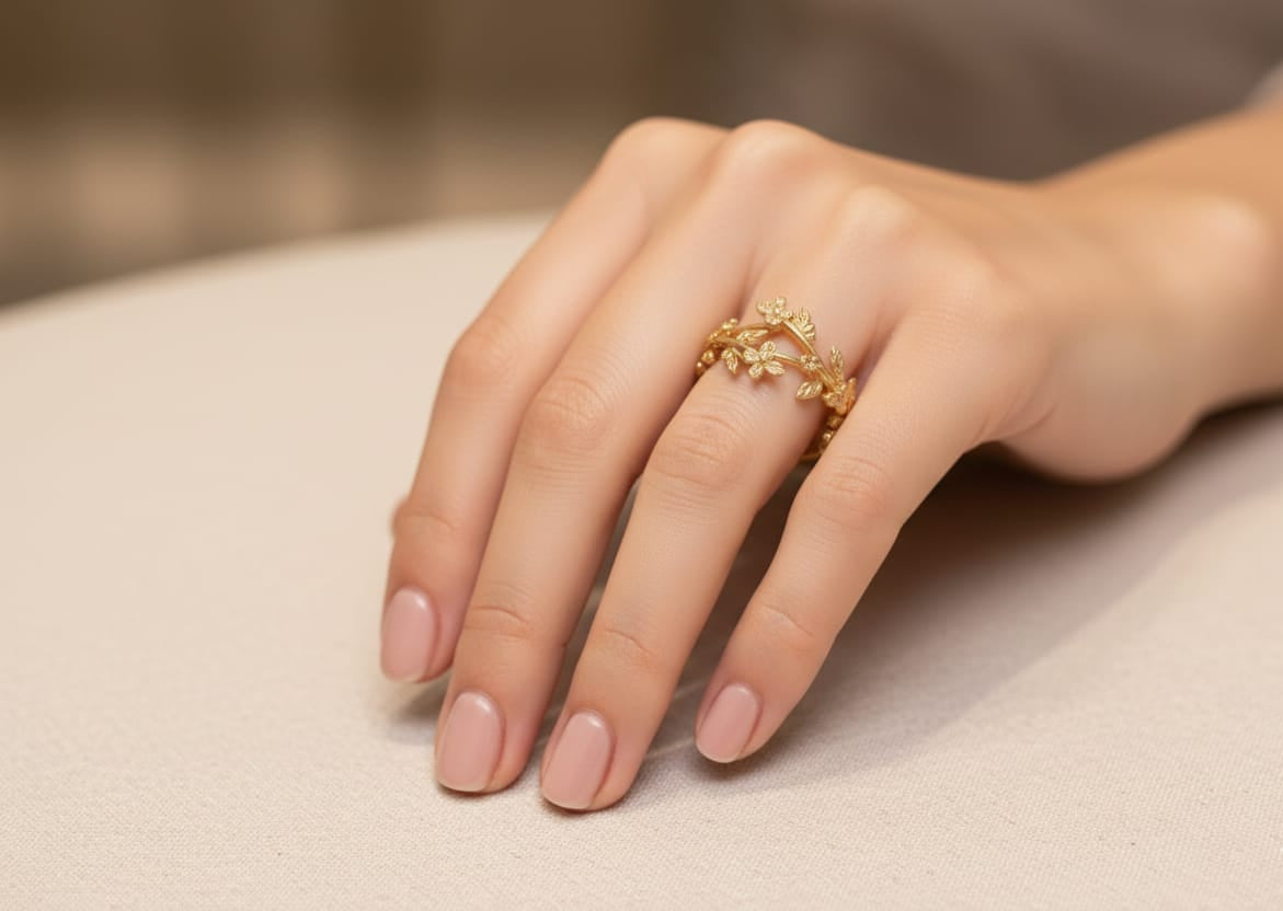 Floral Vine Design Gold Statement Ring