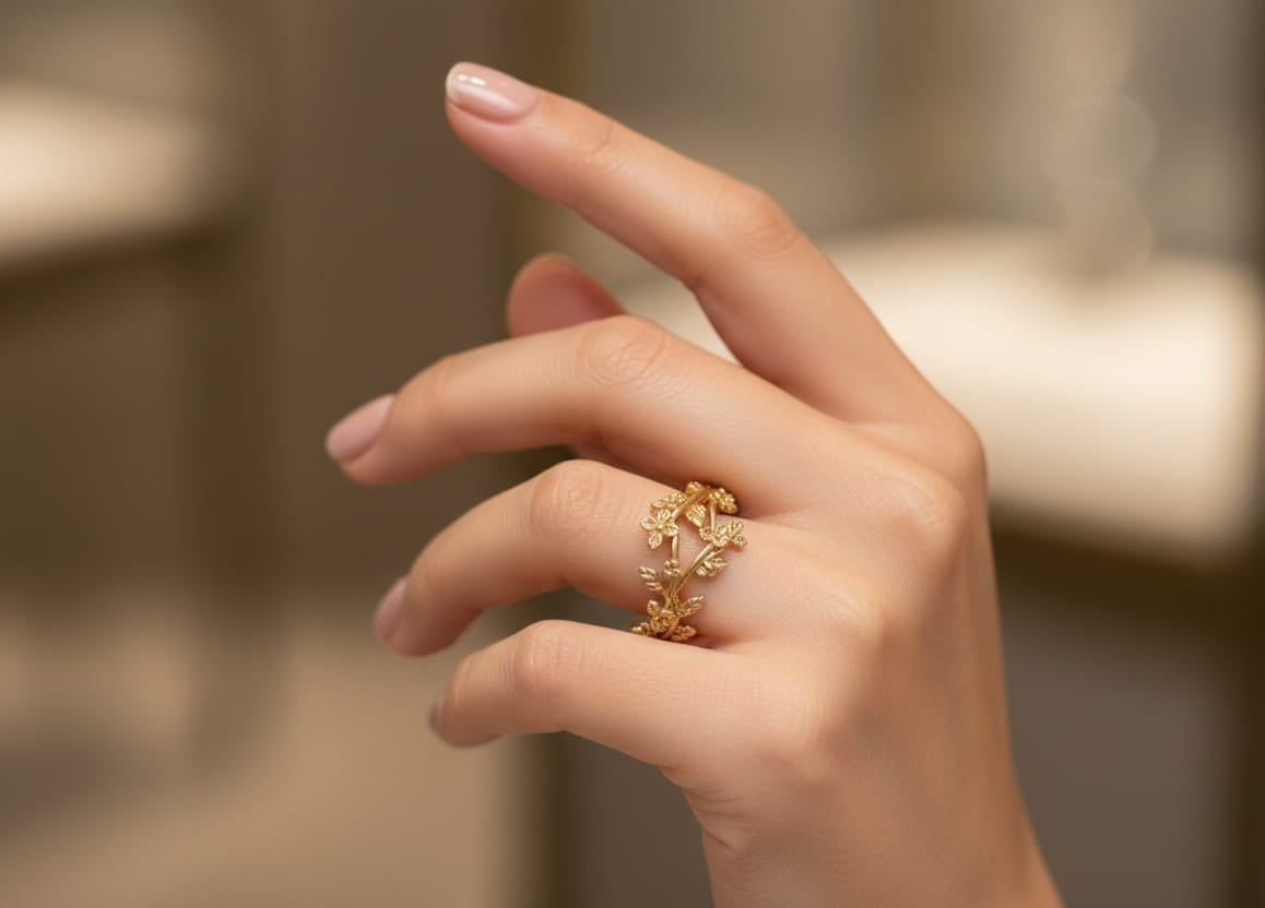 Floral Vine Design Gold Statement Ring