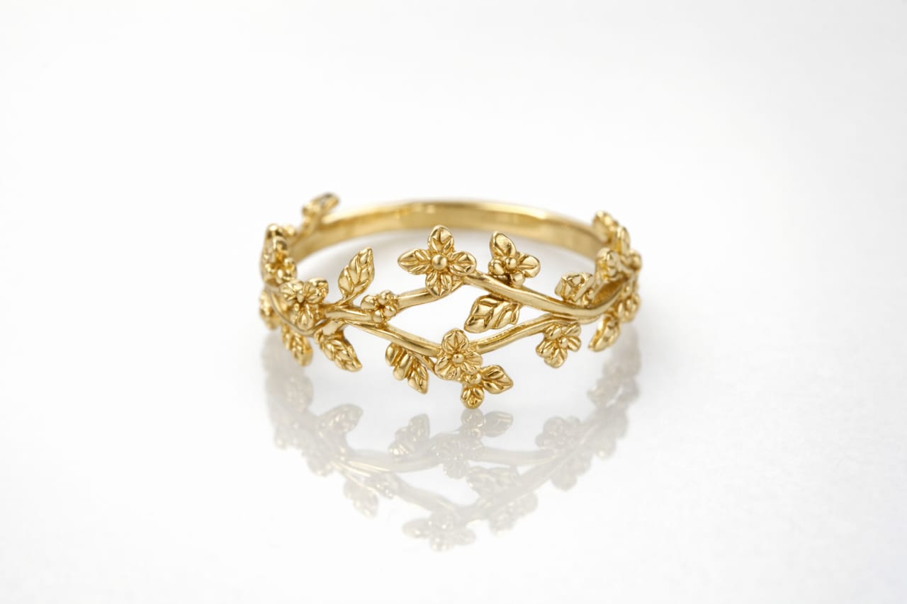 Floral Vine Design Gold Statement Ring