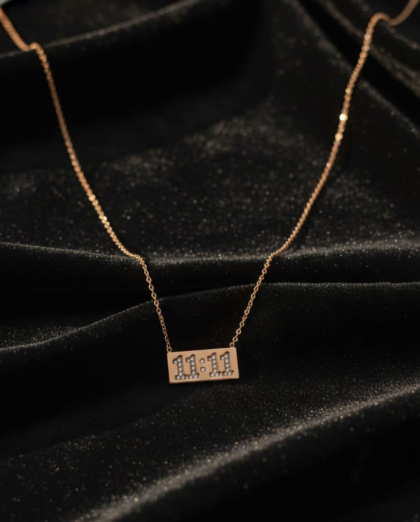 Anti-Tarnish 11:11 Angel Number Necklace with Crystal Detailing