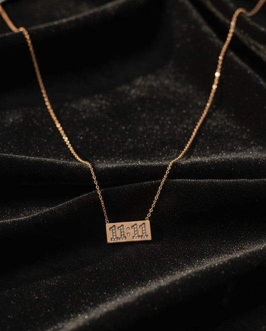 Anti-Tarnish 11:11 Angel Number Necklace with Crystal Detailing
