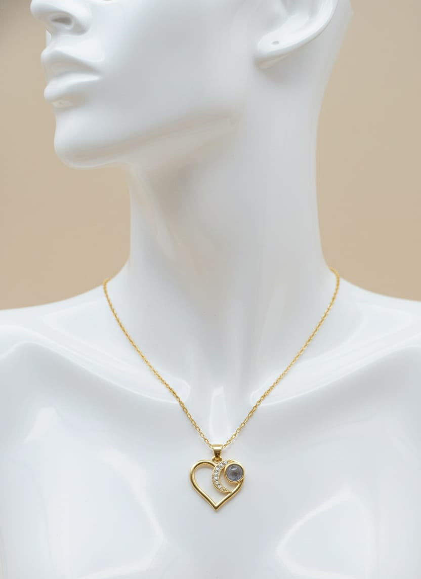 Lunaria Heart Anti-Tarnish Gold Pendant Necklace