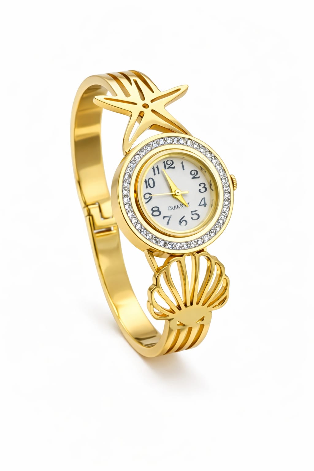 Celestara Anti-Tarnish Adjustable Bracelet Watch with Star & Shell Design