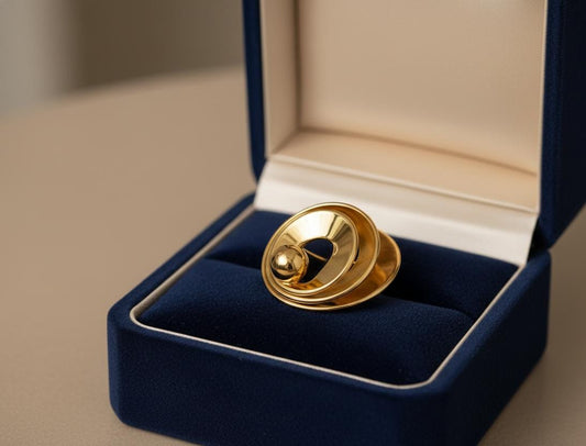 Orbitia Anti-Tarnish Adjustable Gold Sculptural Cocktail Ring