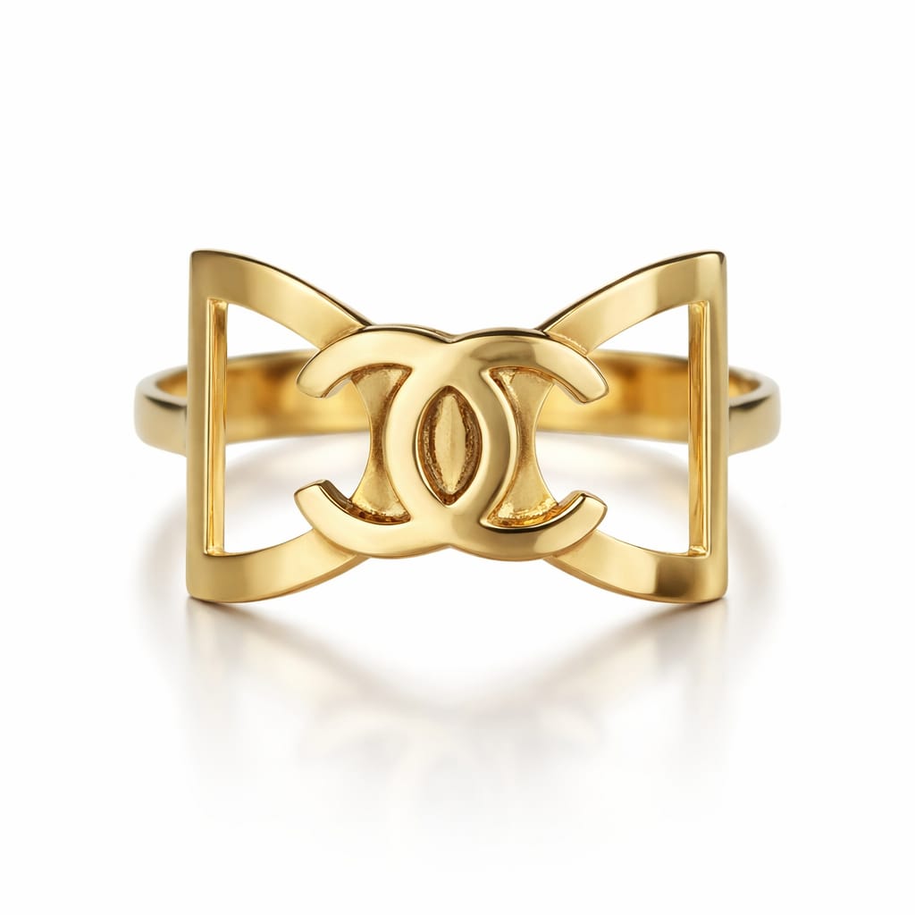 Gold Finish Double C Open Statement Ring