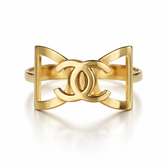 Gold Finish Double C Open Statement Ring