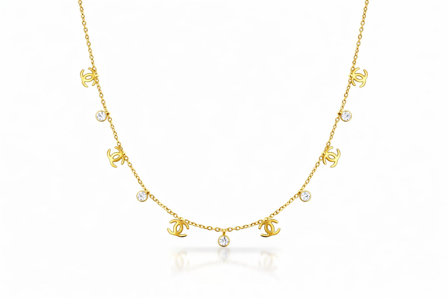 Gold Finish Double C Charm Necklace