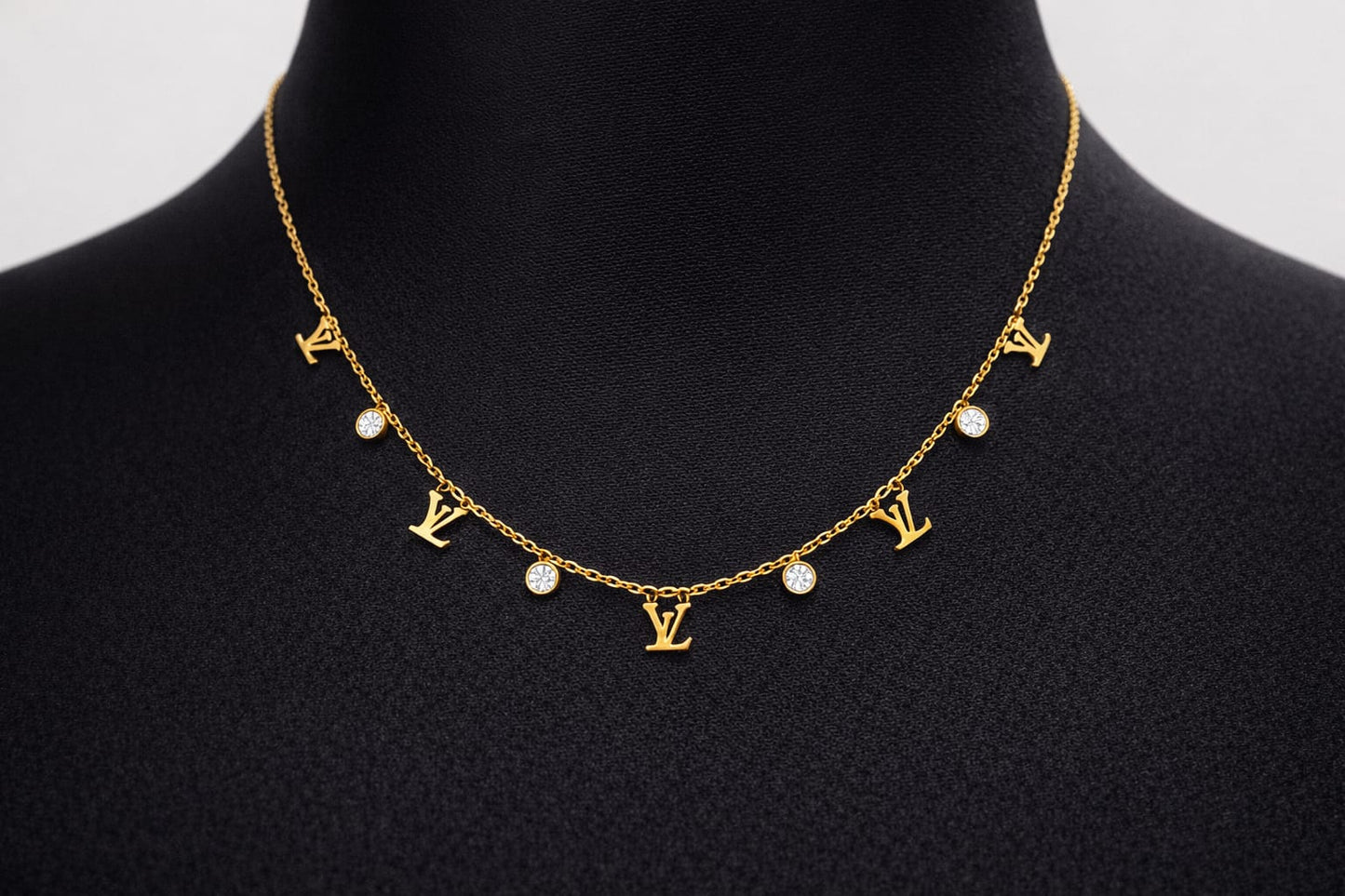 Gold Finish Alphabet Charm Necklace