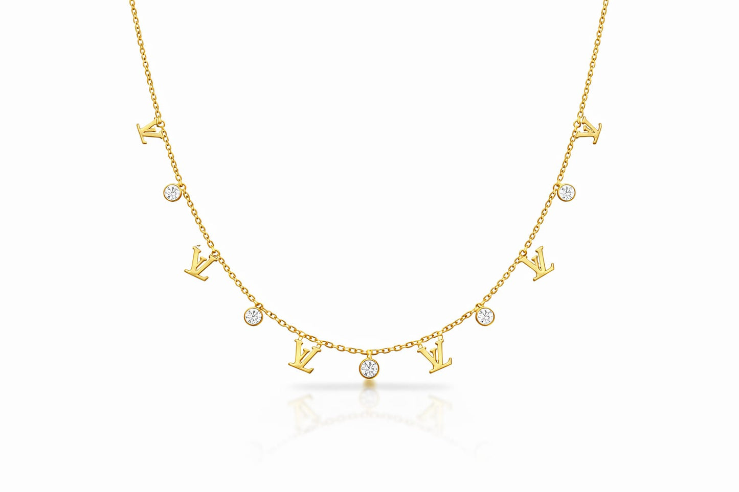 Gold Finish Alphabet Charm Necklace