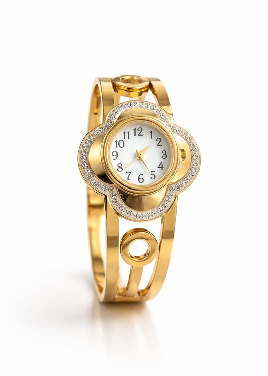 Gold Finish Openable Bracelet Watch