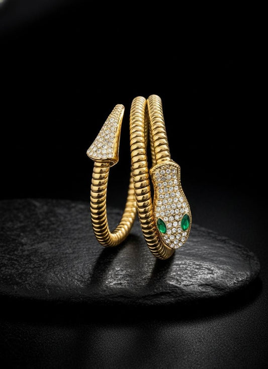 Gold Finish Serpent Cuff Bracelet