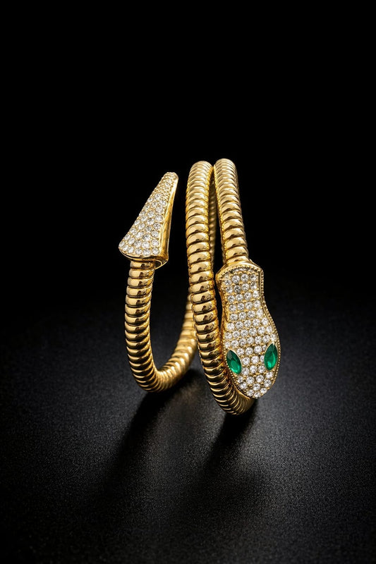 Gold Finish Serpent Cuff Bracelet