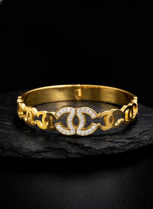 Gold Finish Double C Link Bracelet