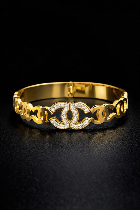 Gold Finish Double C Link Bracelet