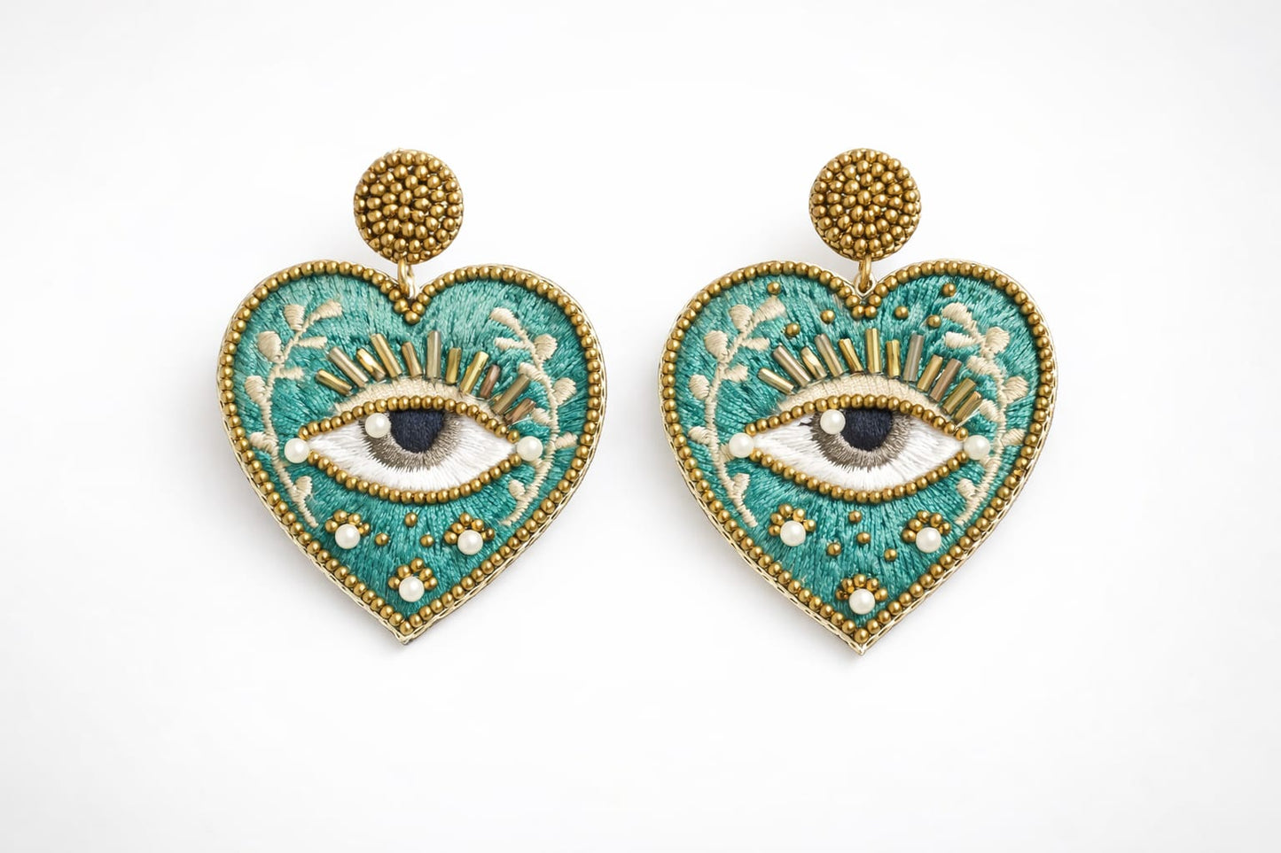 Handmade Evil Eye Heart Earrings