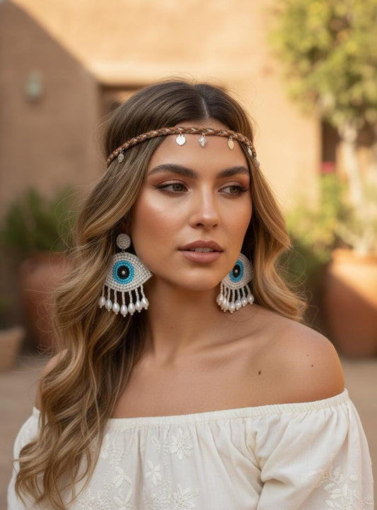 Handmade Beaded Evil Eye Earrings