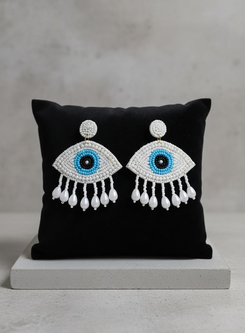 Handmade Beaded Evil Eye Earrings