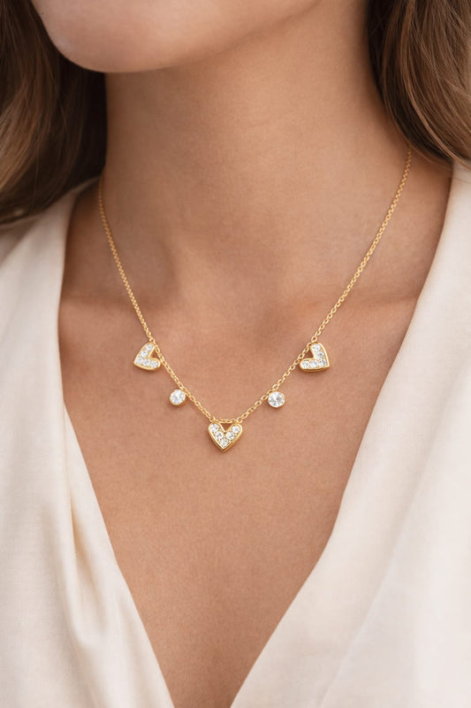 Crystal Heart Charm Anti-Tarnish Necklace