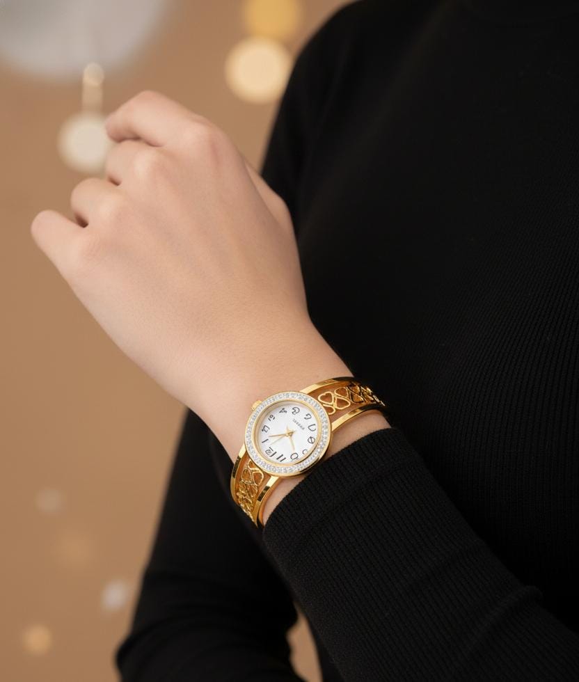 Golden Heart Anti-Tarnish Adjustable Watch Bracelet