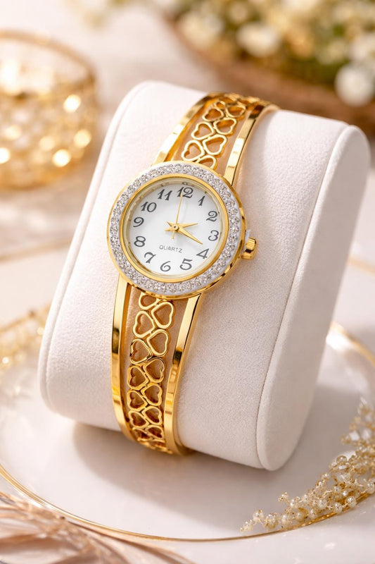 Golden Heart Anti-Tarnish Adjustable Watch Bracelet