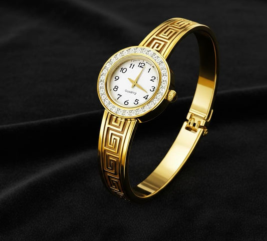 Greek Pattern Anti-Tarnish Adjustable Watch Bracelet