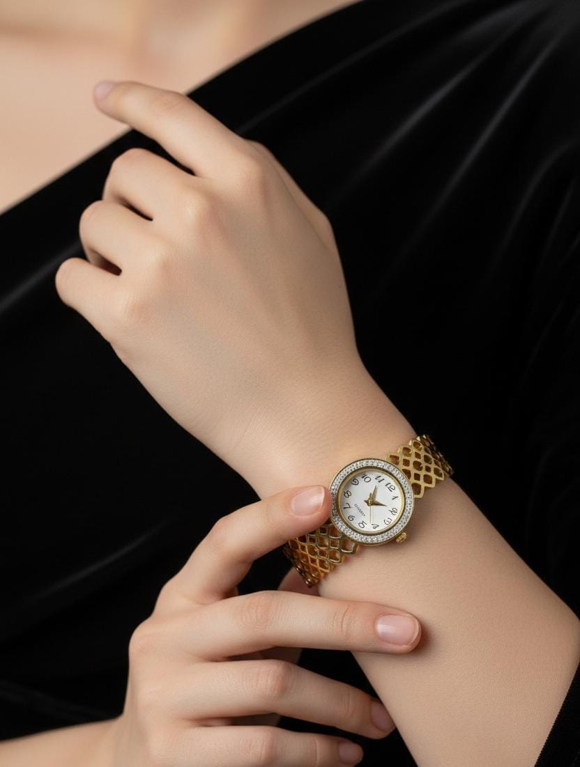 Lattice Gold Anti-Tarnish Adjustable Watch Bracelet
