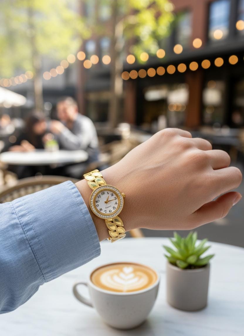 Luxe Petal Gold Anti-Tarnish Adjustable Watch Bracelet