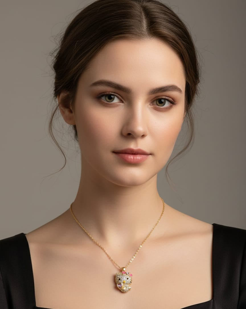 Sparkle Kitty Gold Anti-Tarnish Pendant Necklace