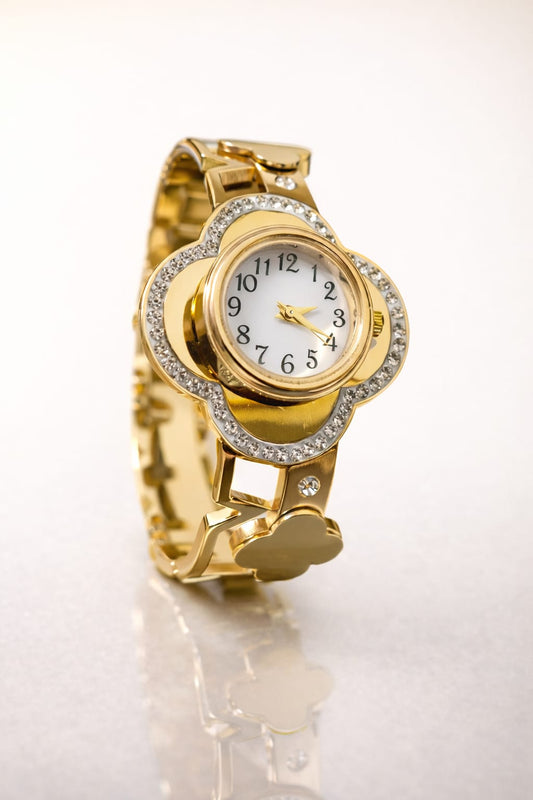 Regal Bloom Gold Anti-Tarnish Openable Watch Bracelet