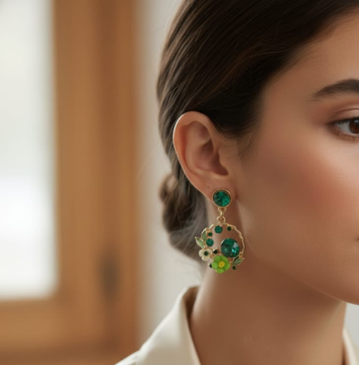 Emerald Garden Crystal Drop Earrings