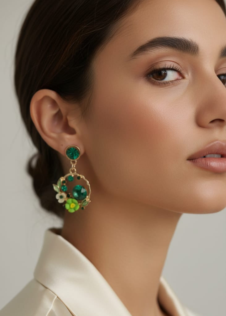 Emerald Garden Crystal Drop Earrings