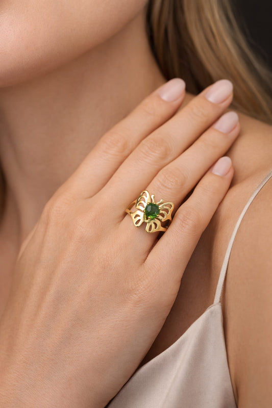 Emerald Bloom Statement Ring
