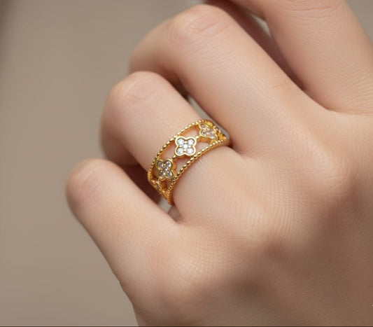 Floral Link Adjustable Ring