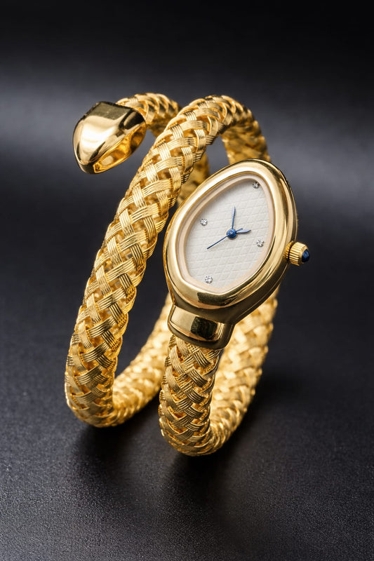 Virella Luxe Snake Bracelet Watch with White Dial