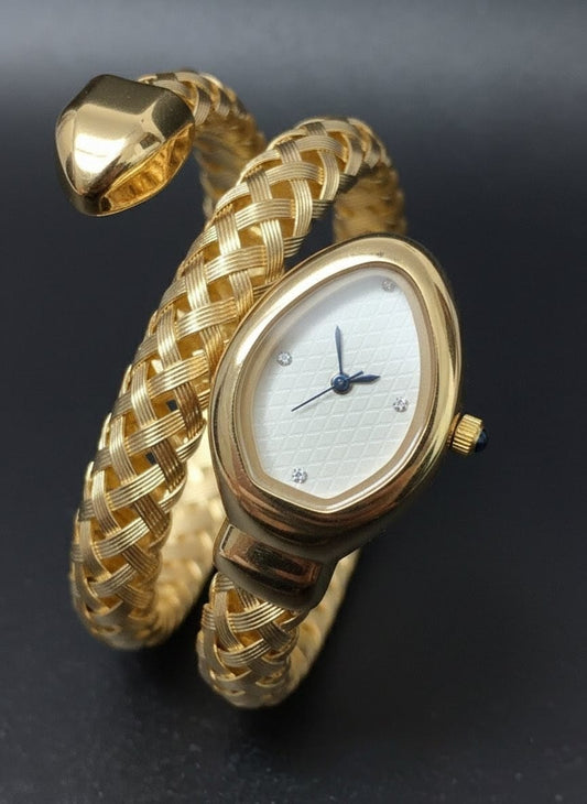 Virella Luxe Snake Bracelet Watch with White Dial