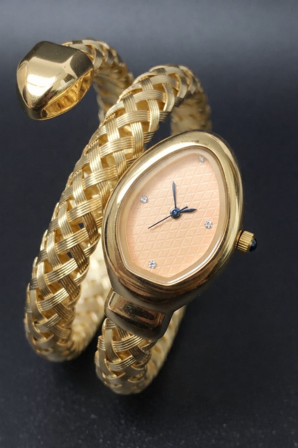 Virella Luxe Snake Bracelet Watch with Peach Dial
