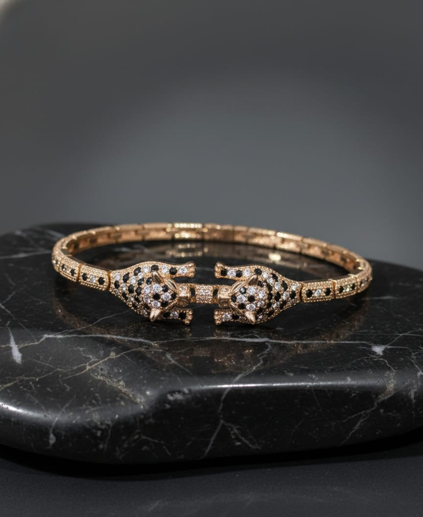 Luxury Gold-Tone Panther Cuff Bracelet
