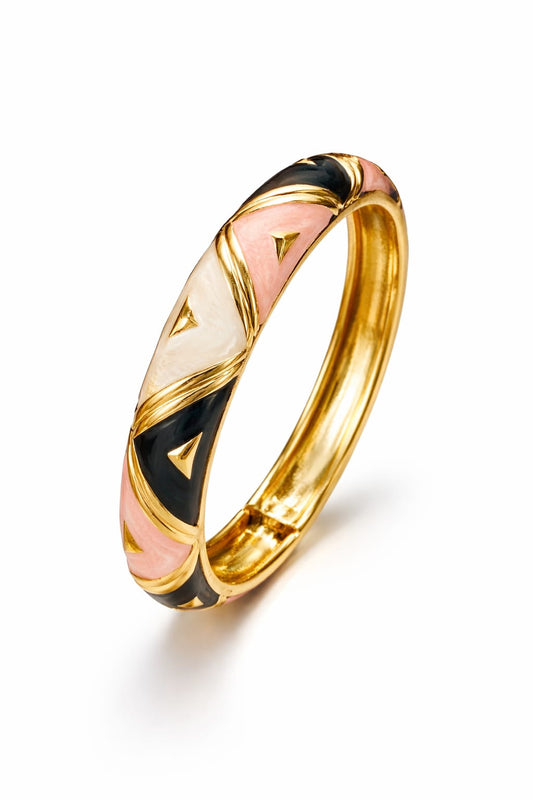 Aria Tri-Tone Enamel Gold Openable Bangle
