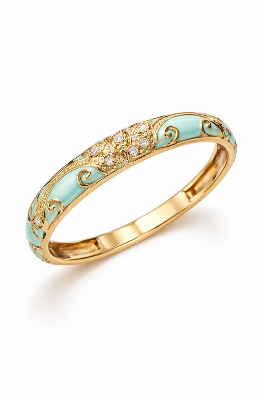 Serena Mint Enamel Gold Openable Bangle