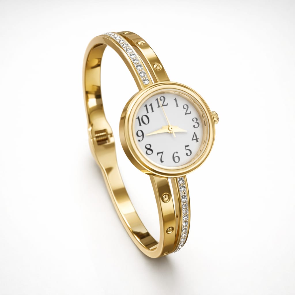 Avira Elegant Gold Watch – Anti-Tarnish Openable Bracelet Watch for Women