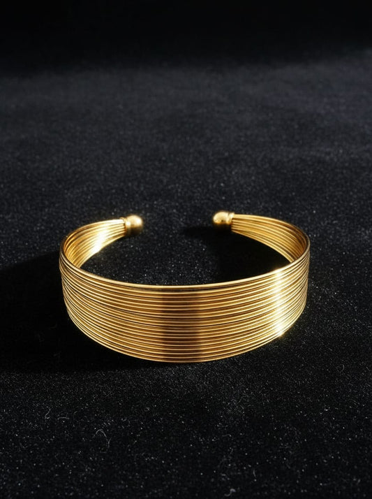 Zyra Luxe Gold Cuff Bracelet – Adjustable Open Bangle for Women