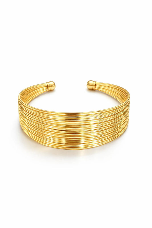 Zyra Luxe Gold Cuff Bracelet – Adjustable Open Bangle for Women