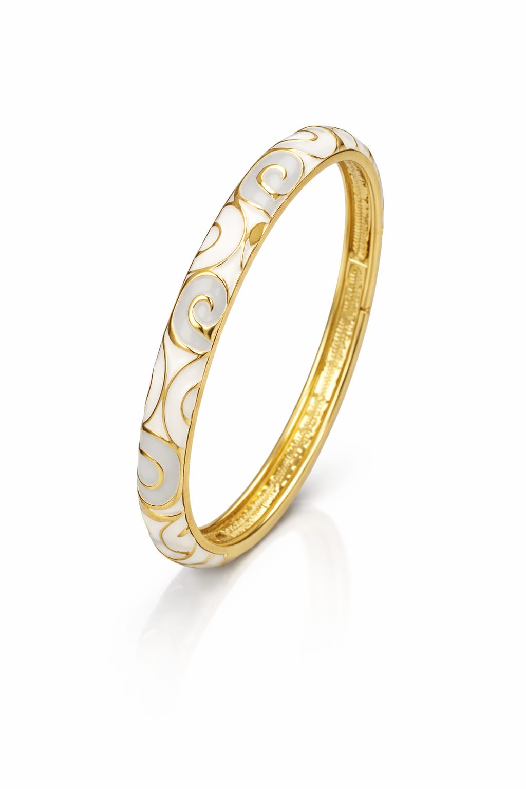 Elowen White Enamel Gold Openable Bangle