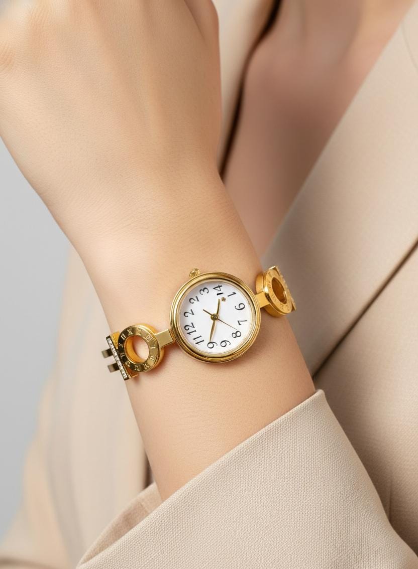 Rovelle Roman Gold Watch – Anti-Tarnish Openable Bracelet Watch for Women