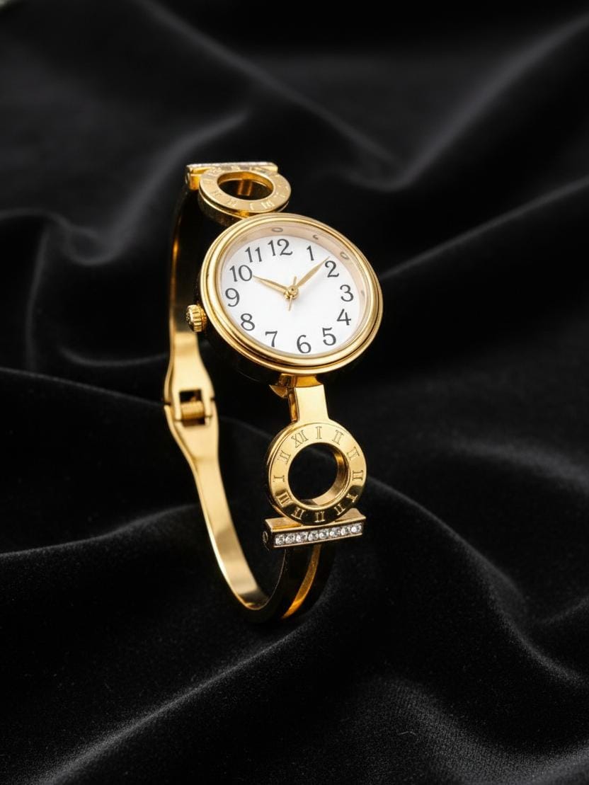 Rovelle Roman Gold Watch – Anti-Tarnish Openable Bracelet Watch for Women
