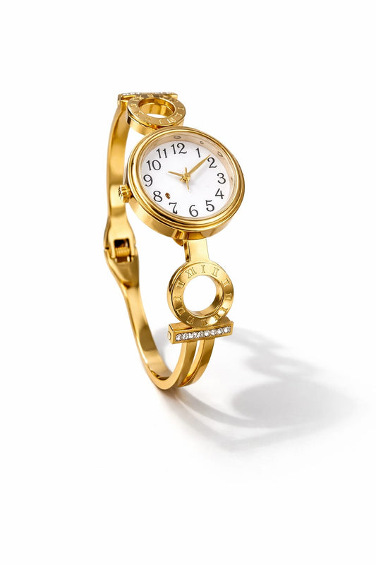 Rovelle Roman Gold Watch – Anti-Tarnish Openable Bracelet Watch for Women