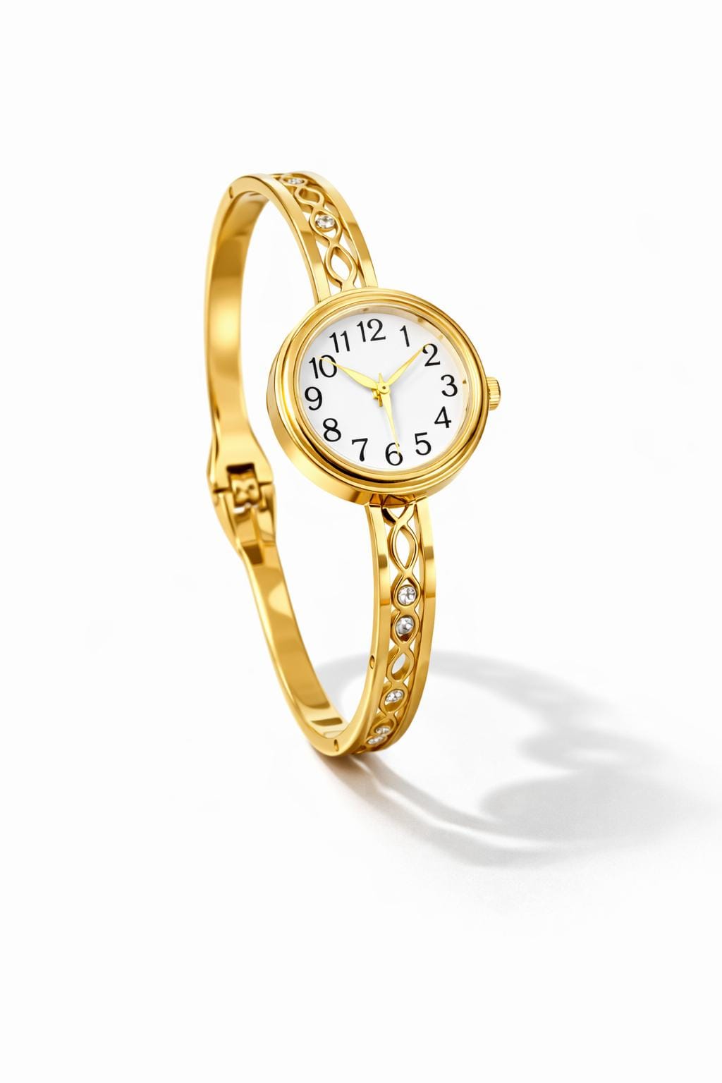 Zivara Elegant Gold Watch – Anti-Tarnish Openable Bracelet Watch for Women