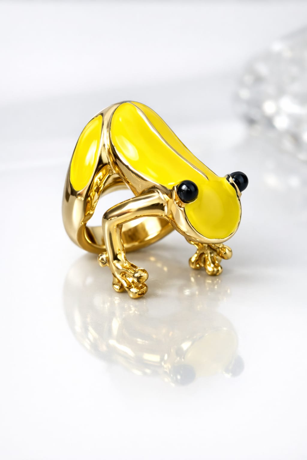 Frovelle Yellow Frog Ring – Anti-Tarnish Gold Statement Ring for Women