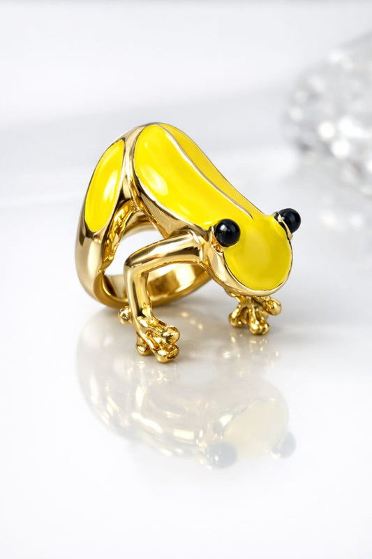 Frovelle Yellow Frog Ring – Anti-Tarnish Gold Statement Ring for Women