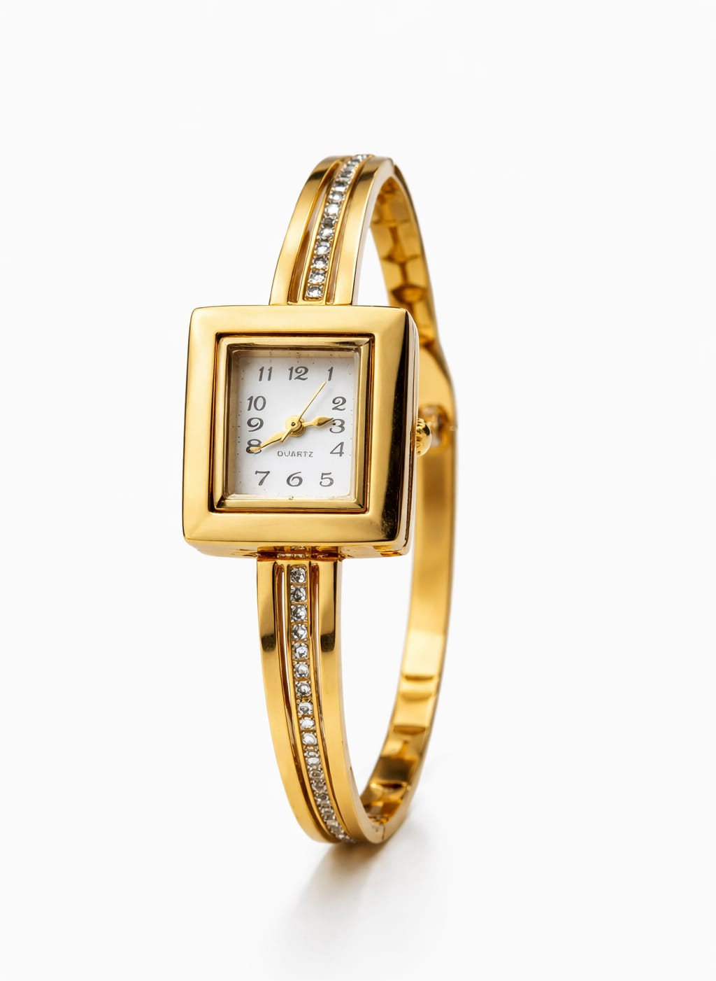 Luxury Square Dial Gold Adjustable Anti-Tarnish Bracelet Watch for Women – Crystal Bangle Quartz Watch